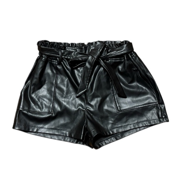 Windsor Faux Leather Paper Bag Shorts - Picture 7 of 9